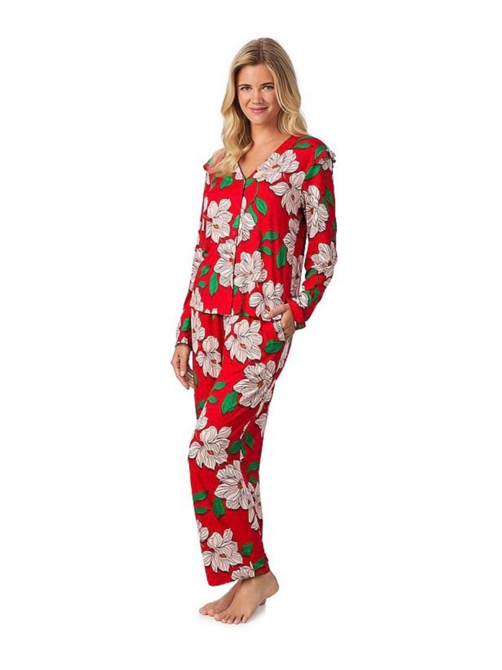 Draper James Vibrant Red Floral Button-Front Pajama Set, size XXL, NWT